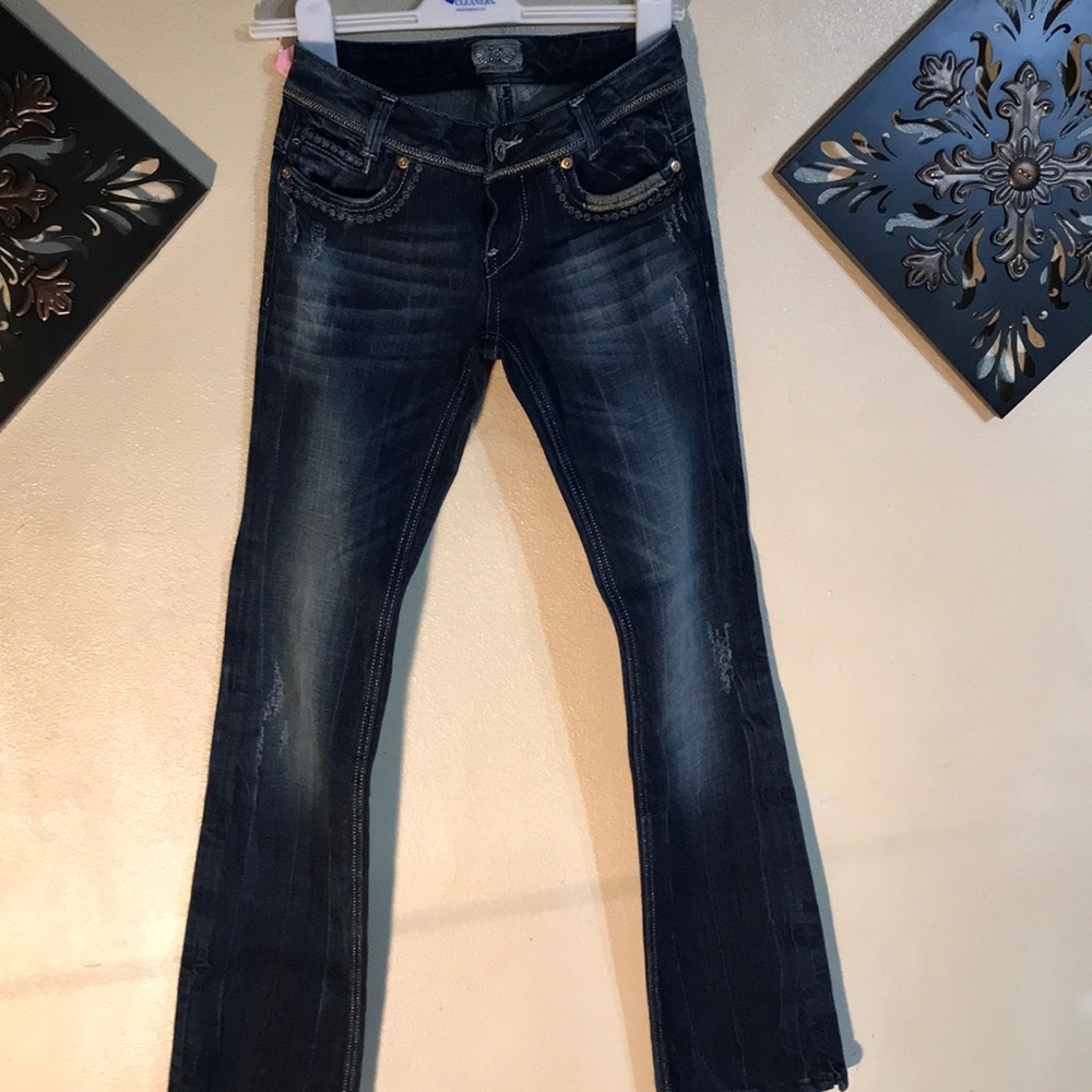 Blue Distressed & Embellished Jeans